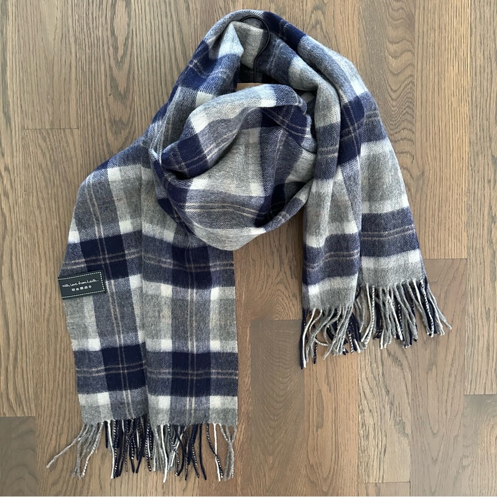The Tartan Blanket Co. x Leith 100% Wool Blanket Scarf Bannockbane Silver Tartan
